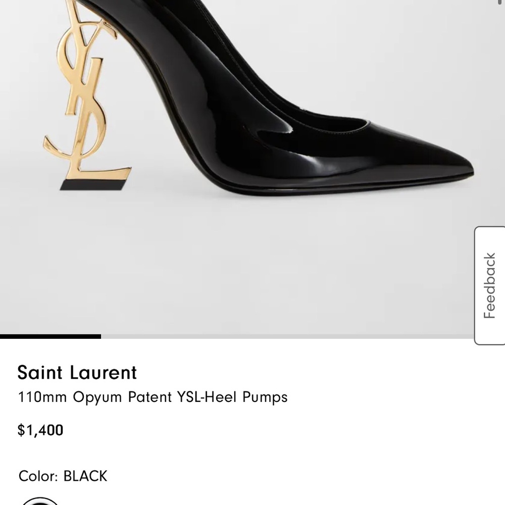 Opyum 110 YSL Black Patent Leather Women's Pumps Heels Gold Detail size 7 NWT - Picture 8 of 12